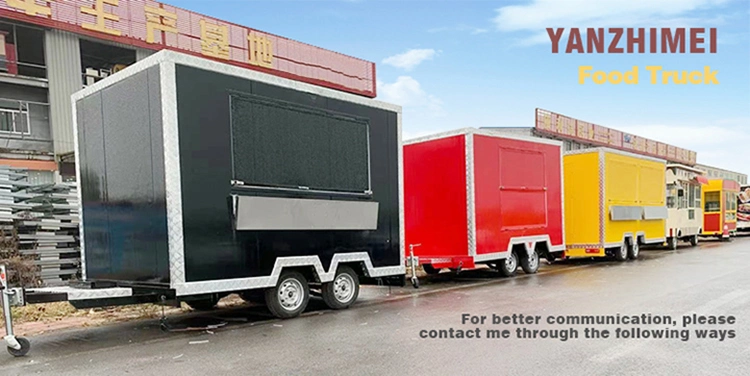 EU Popular Ice Cream Display Waffle Crepe Food Trailer Fiberglass Braking System Auto Food Truck